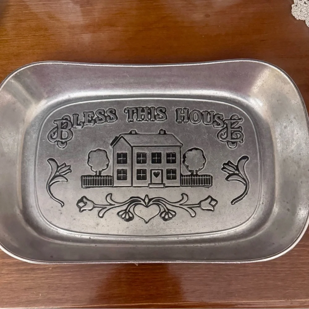 Wilton Armetale Pewter 'Bless This House' Decorative Tray